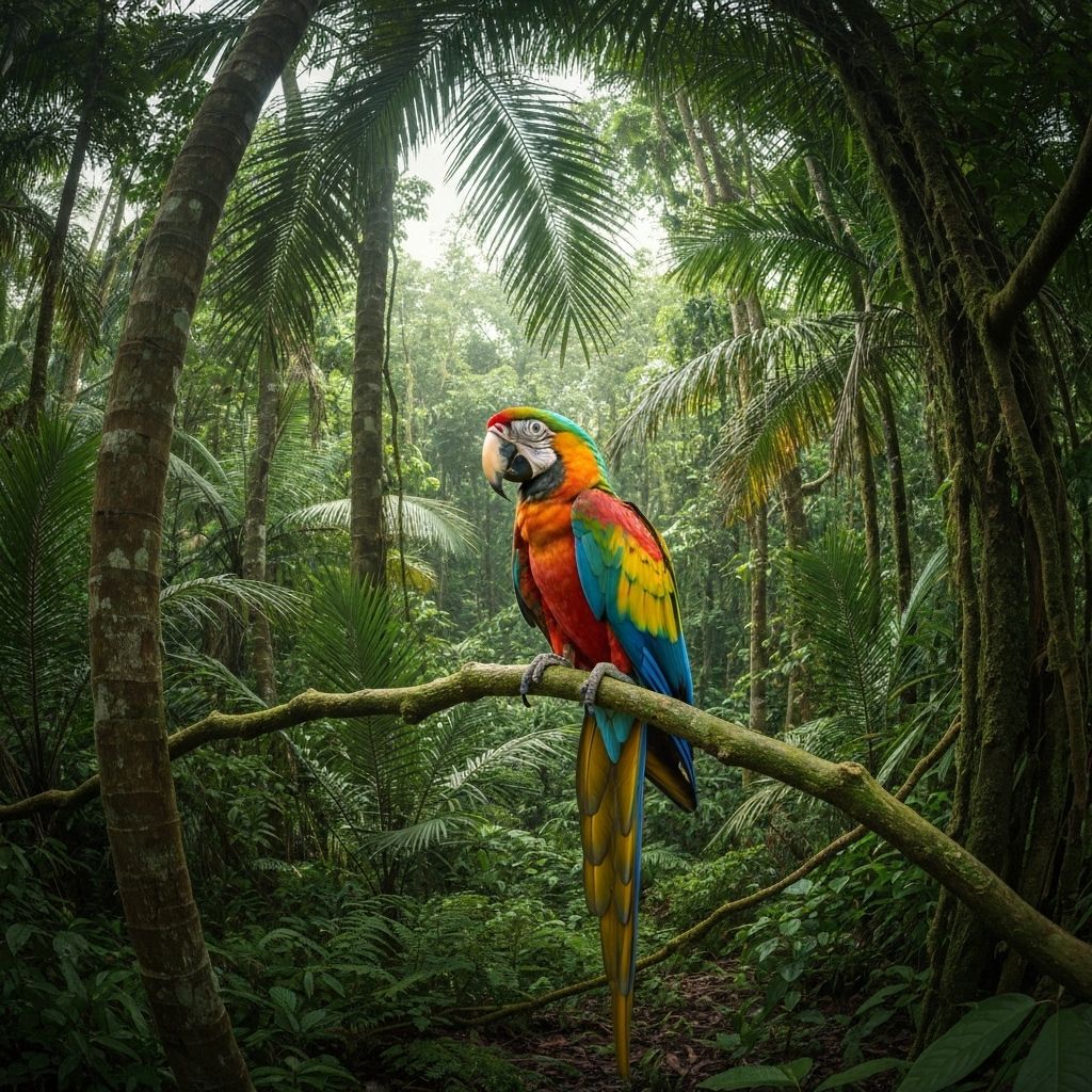 Beautiful tropical parrot in natural habitat